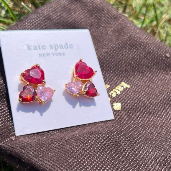 NWOT Kate Ks Spade My Love Cluster Heart Stud Earrings Cubiz Zirconia pa… - Picture 6 of 11